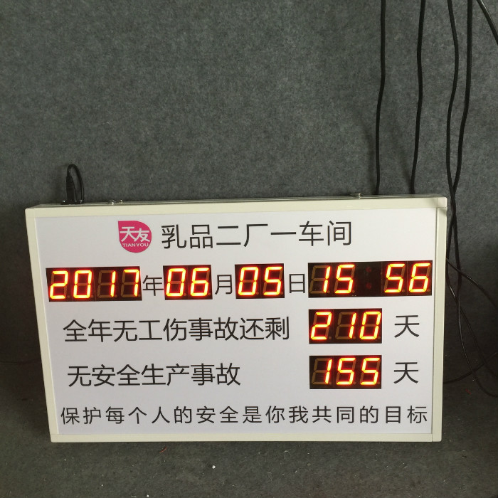 天友乳品二厂一车间安全生产天数记录看板
