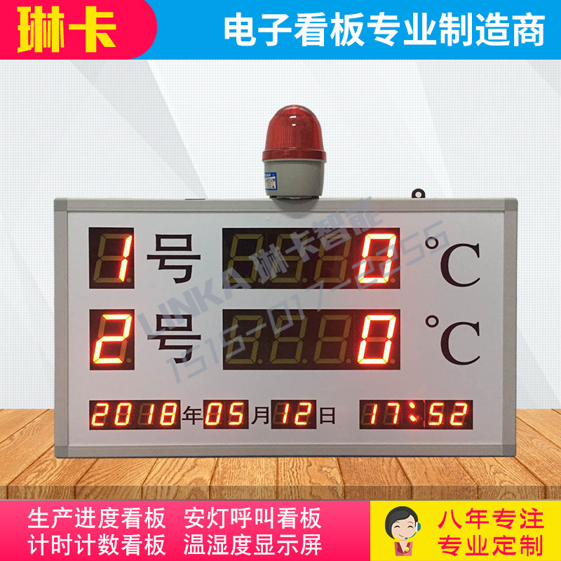 双路温度显示屏带报警灯