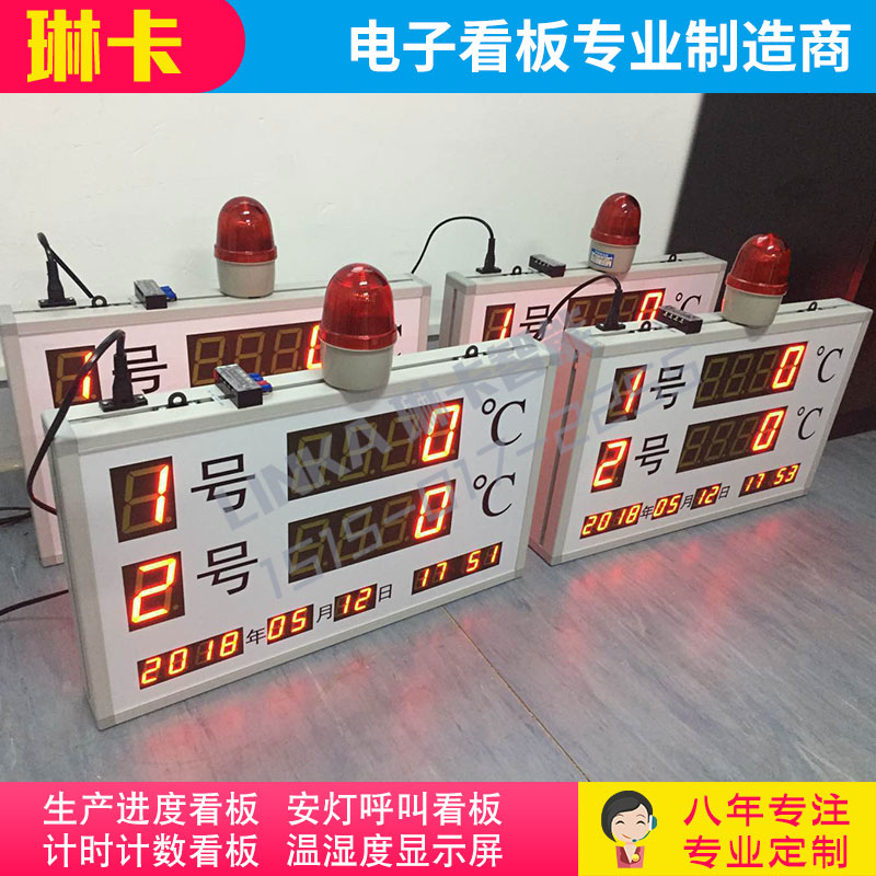 双路温度显示屏带报警灯